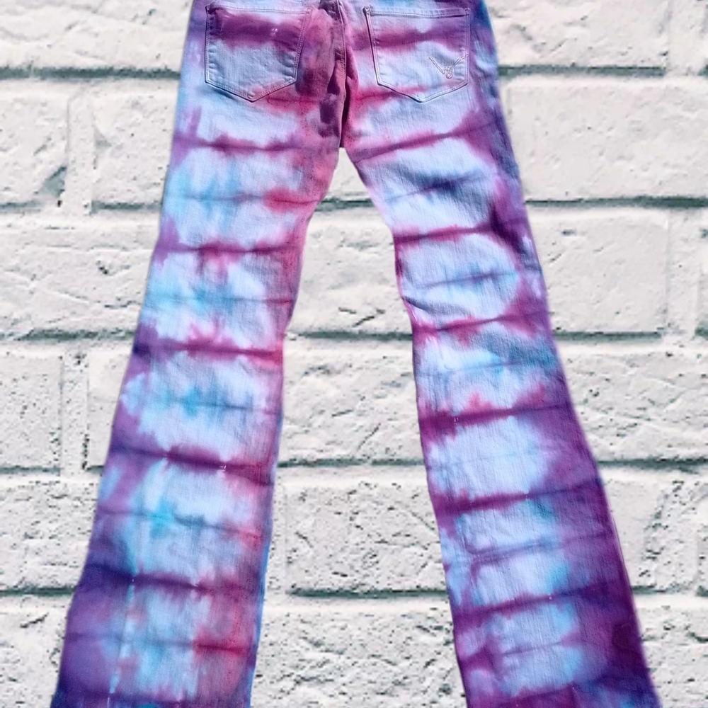 Upcycled block dyed jeans